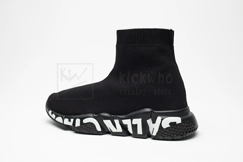 balenciaga speed graffiti trainers black white logo 605942w05ge1006