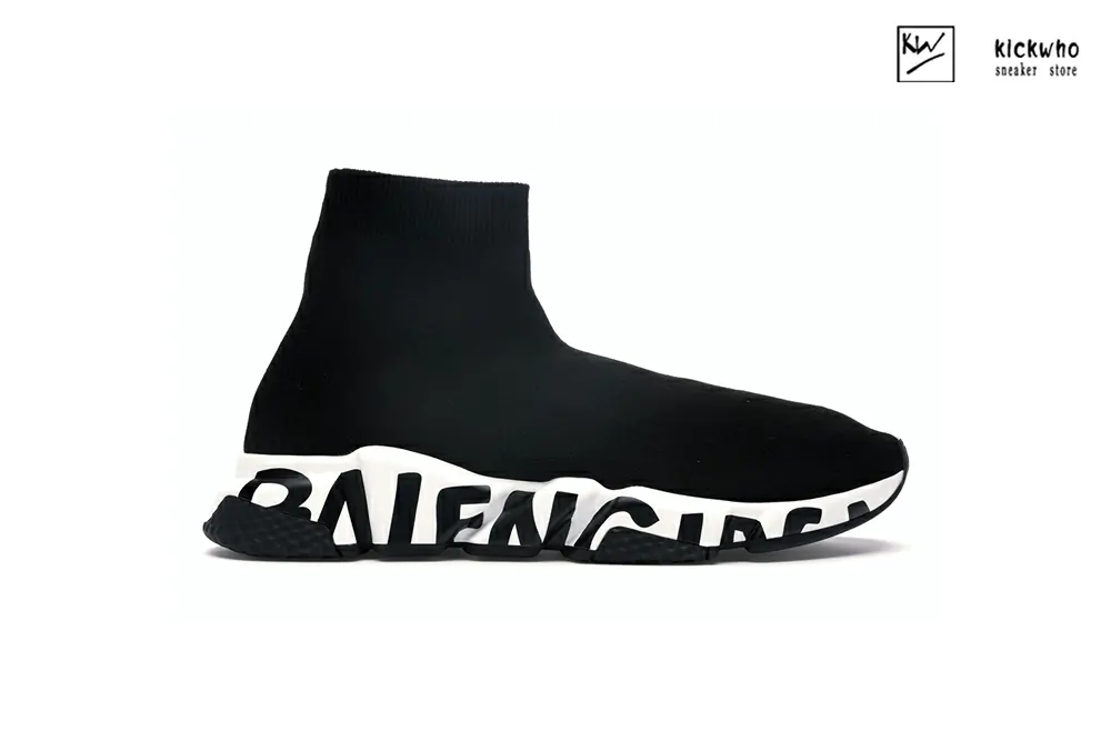 balenciaga speed graffiti trainers black white 605972w05ge1015