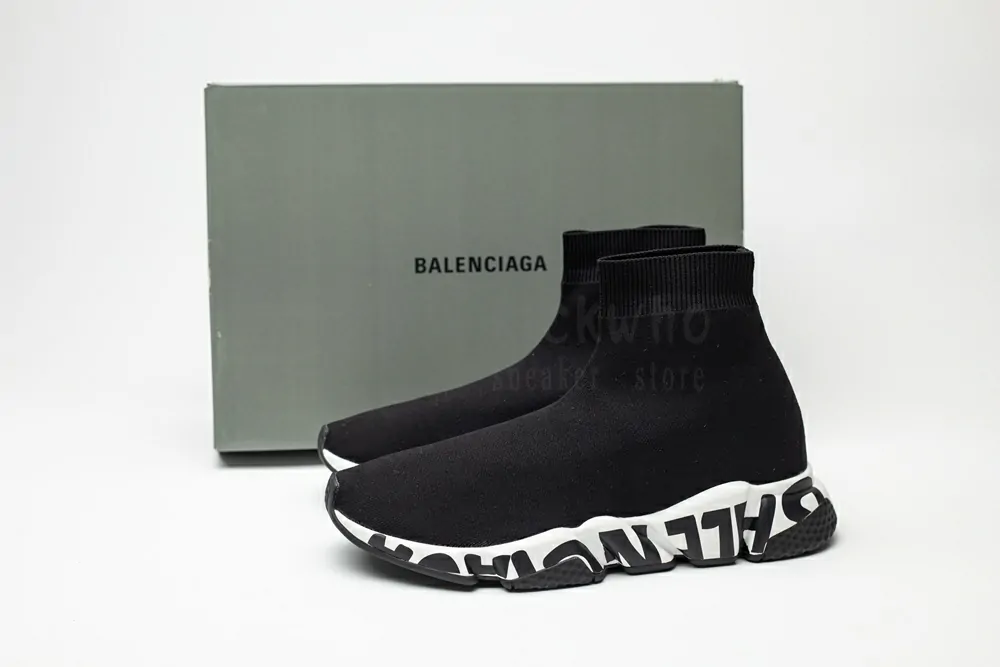 balenciaga speed graffiti trainers black white 605972w05ge1015