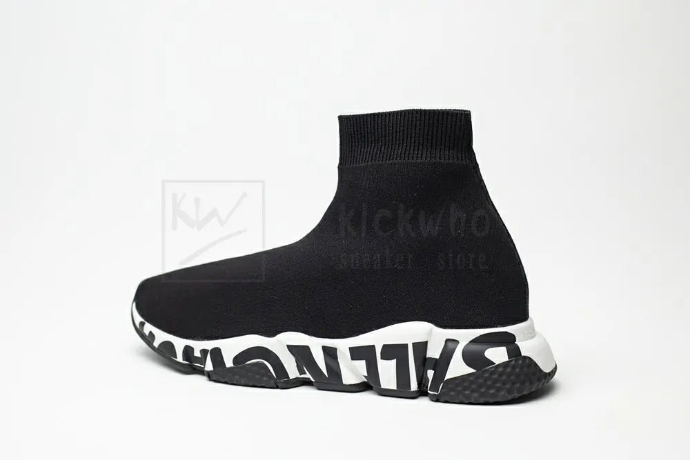 balenciaga speed graffiti trainers black white 605972w05ge1015