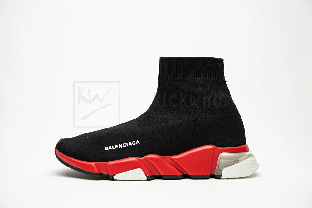 balenciaga speed clear sole black red