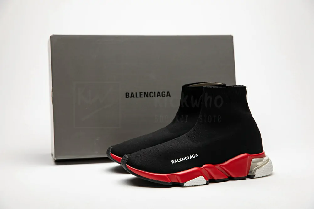 balenciaga speed clear sole black red