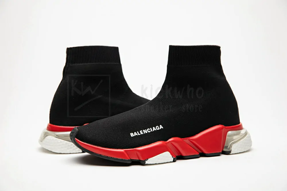 balenciaga speed clear sole black red