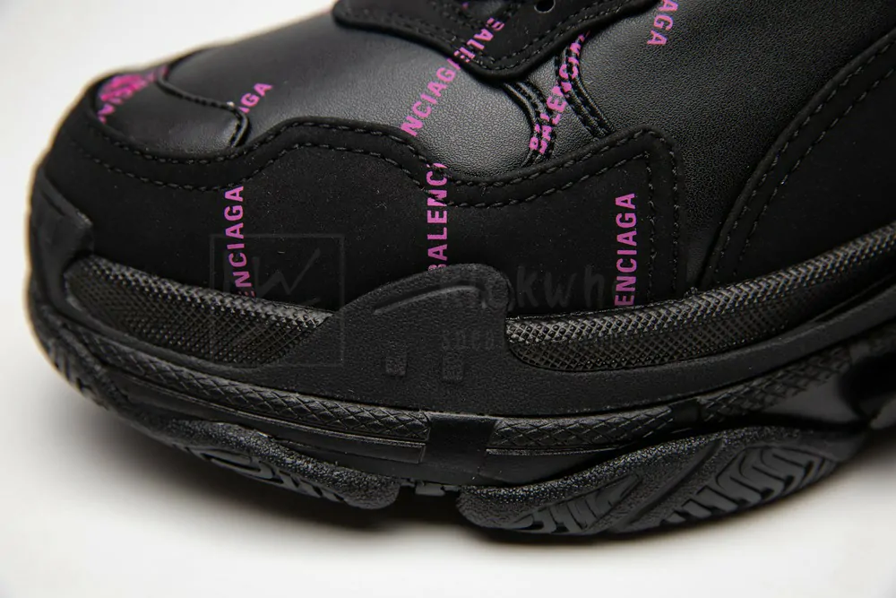 balenciaga triple s trainer "allover logo - black fluo pink"