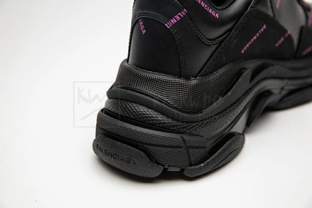 balenciaga triple s trainer "allover logo - black fluo pink"