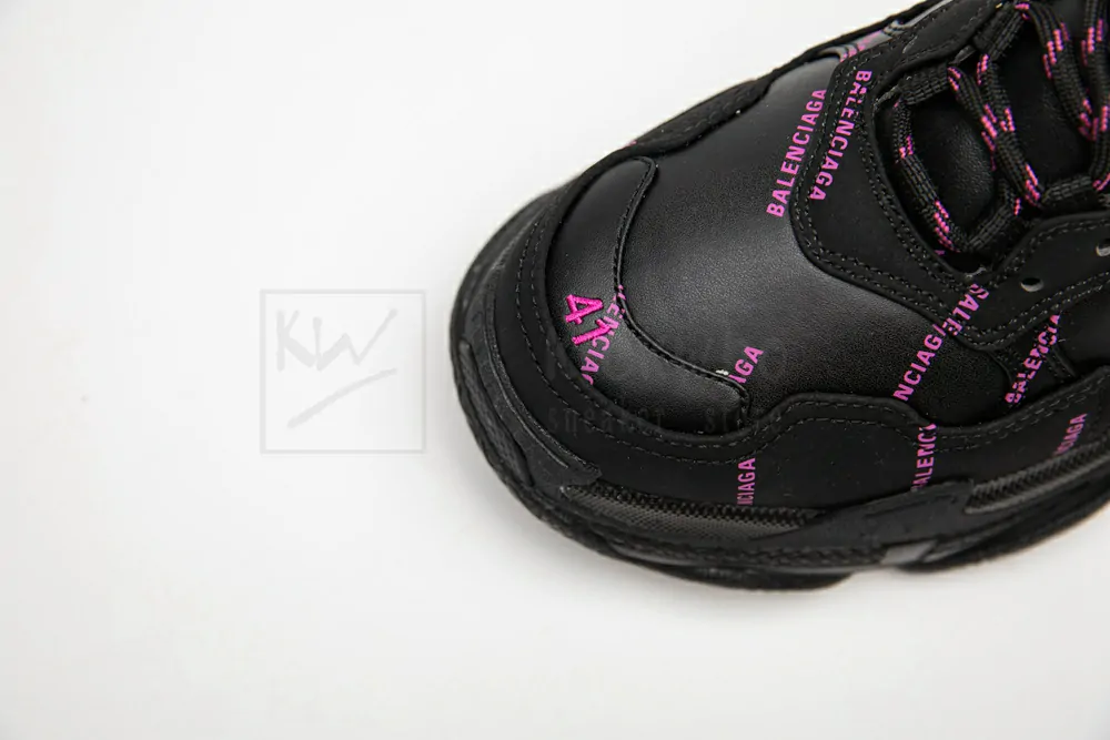 balenciaga triple s trainer "allover logo - black fluo pink"