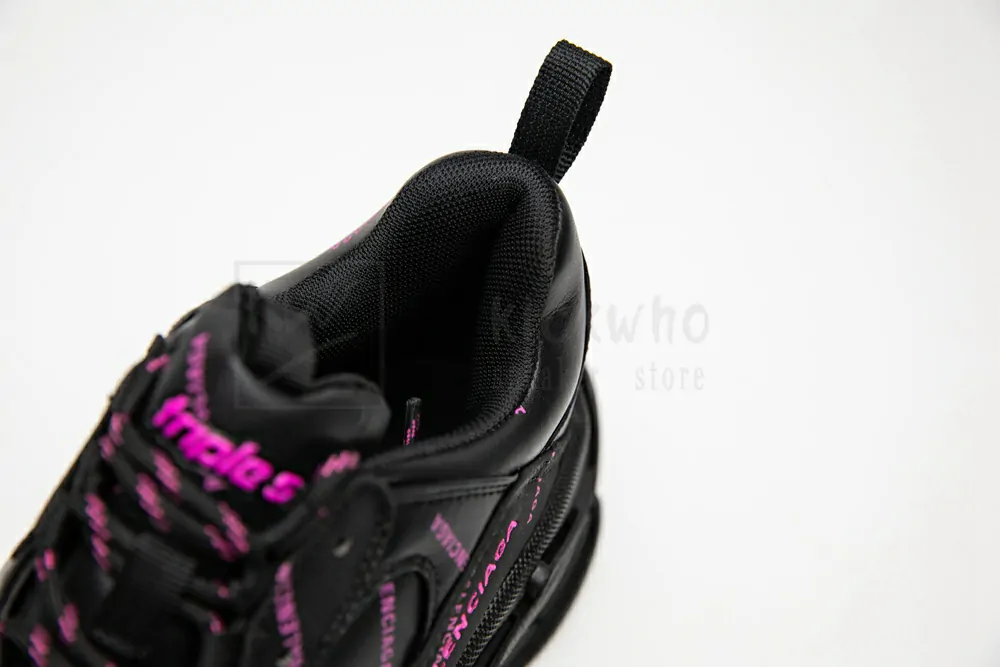 balenciaga triple s trainer "allover logo - black fluo pink"