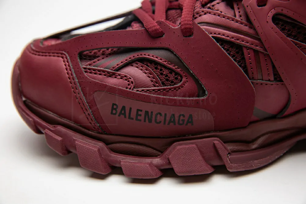 balenciaga track trainer plum red