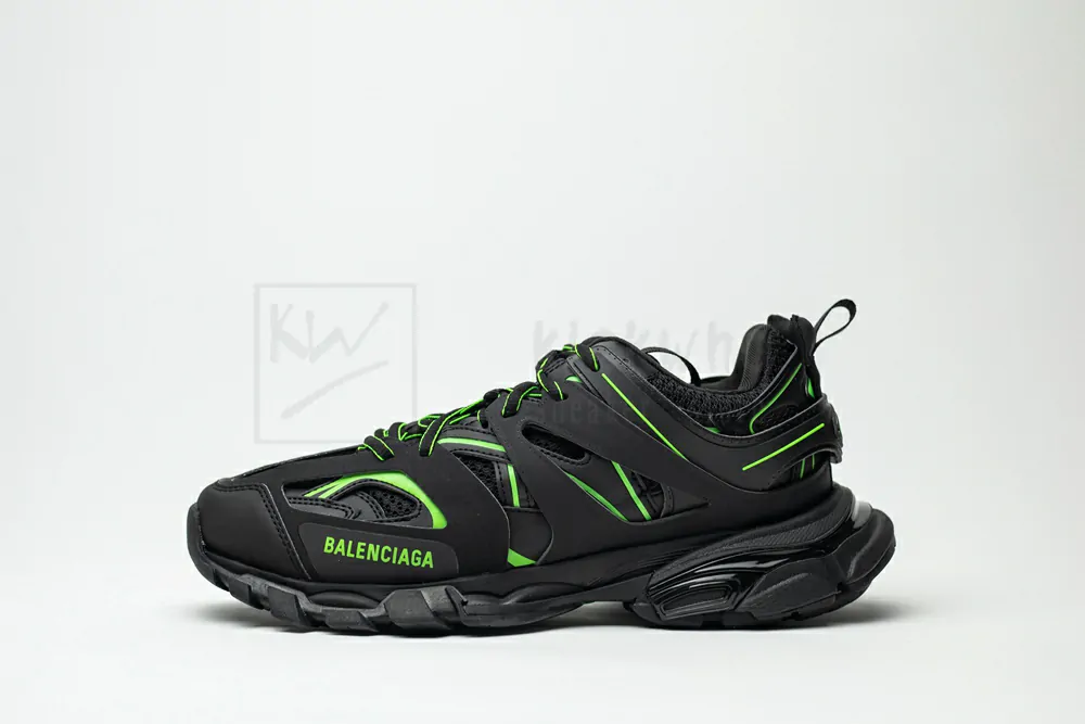 balenciaga track trainer black green logo