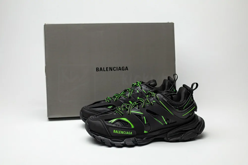 balenciaga track trainer black green logo