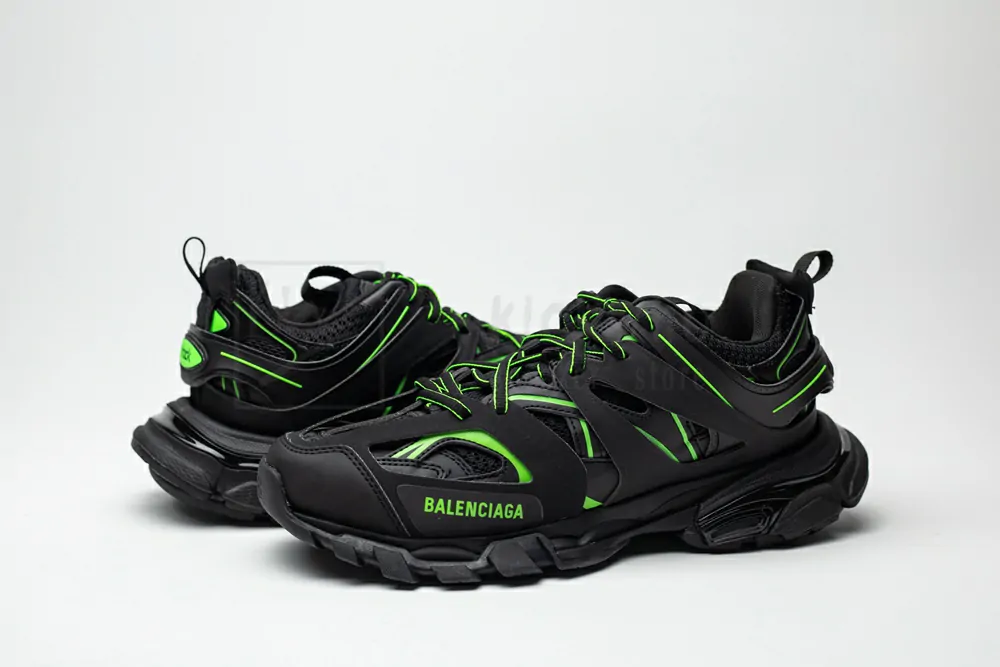 balenciaga track trainer black green logo