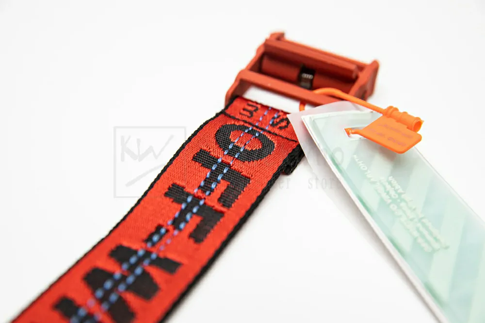 off-white industrial belt red