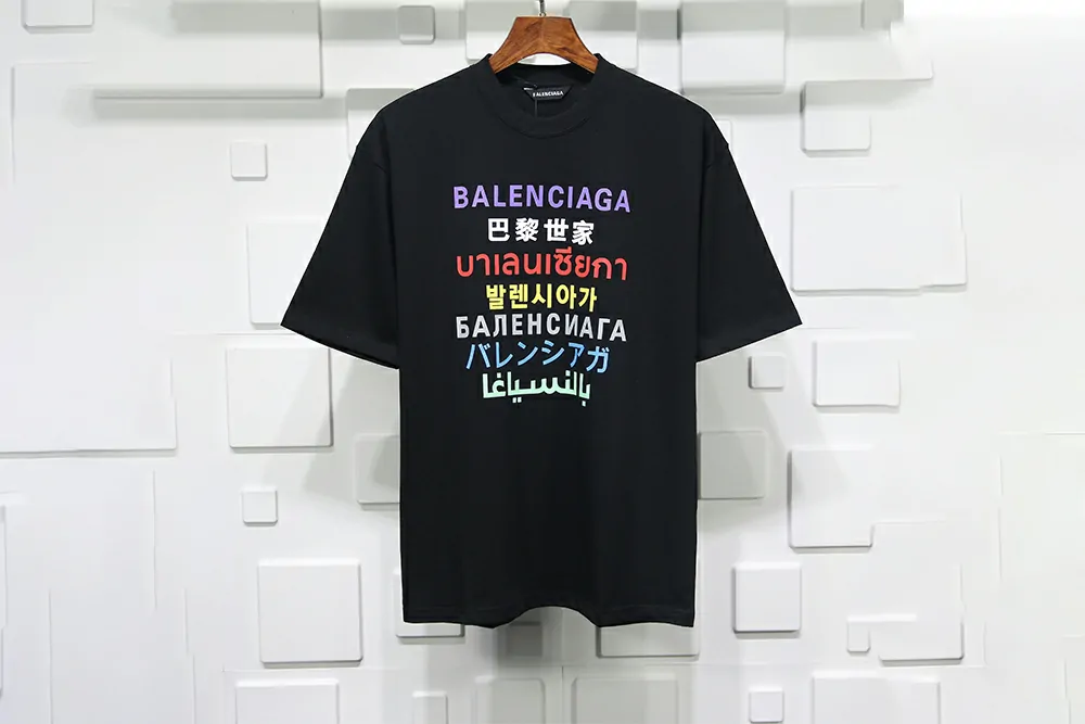 balenciaga multi logos black t-shirt