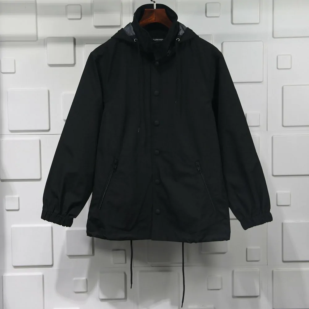 balenciaga stand collar stormsuit black