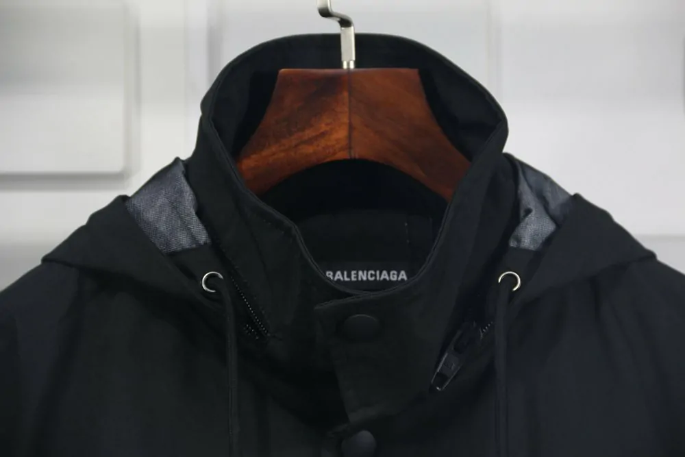 balenciaga stand collar stormsuit black