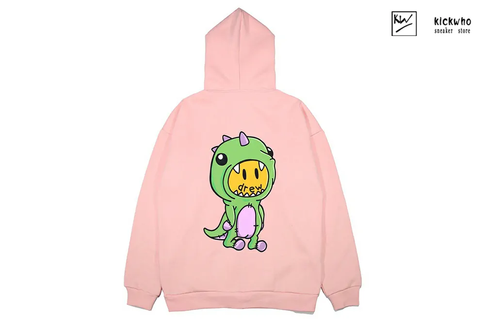 drew house dinosaur zipper hoodie pink