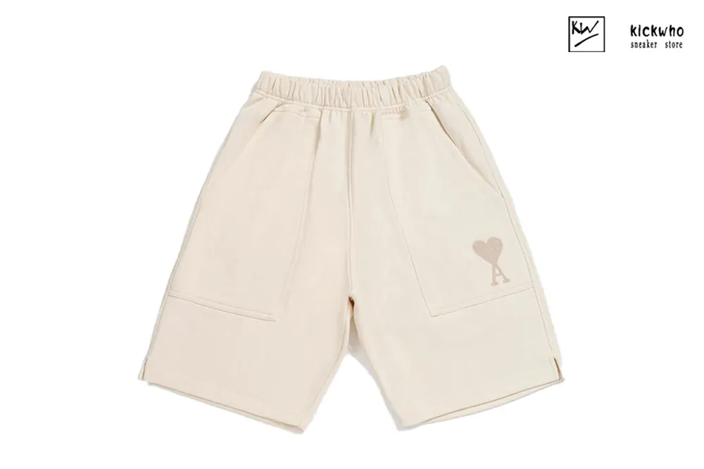 ami track shorts cream white