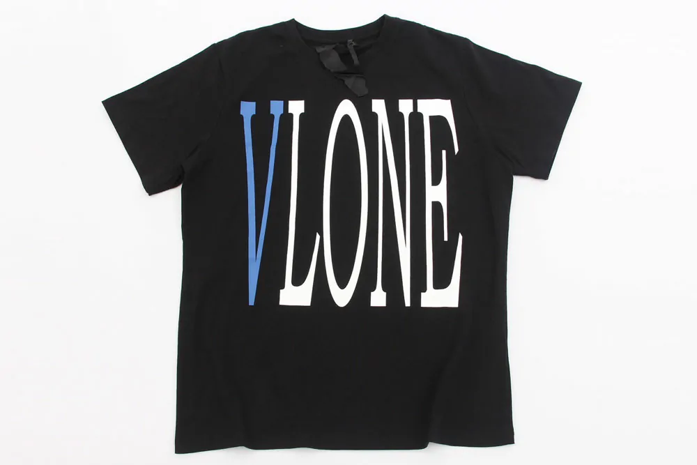 vlone blue back v t-shirt black