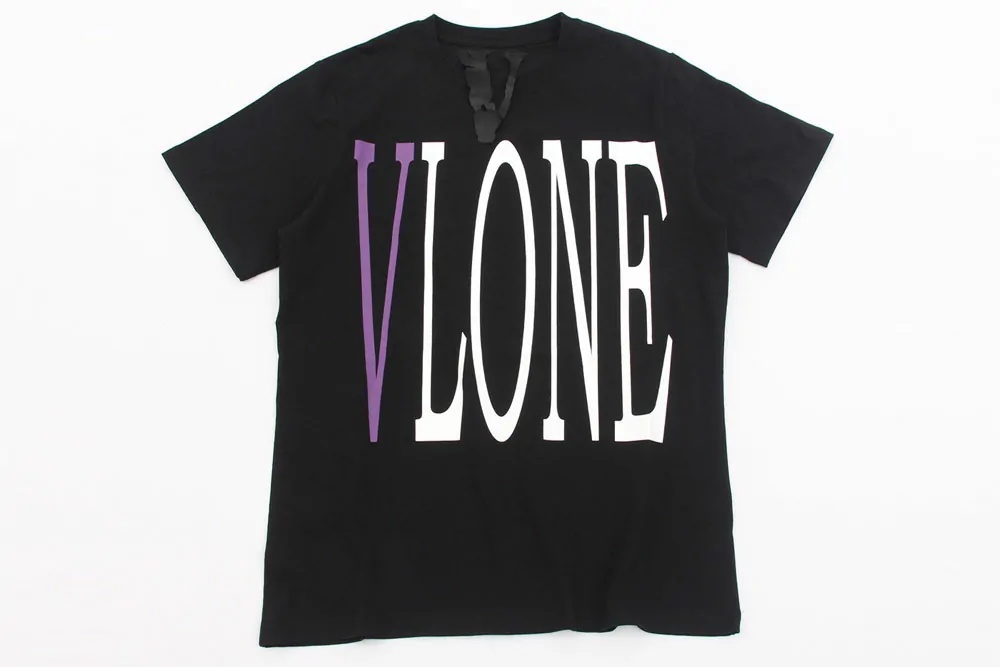 vlone purple back v t-shirt black