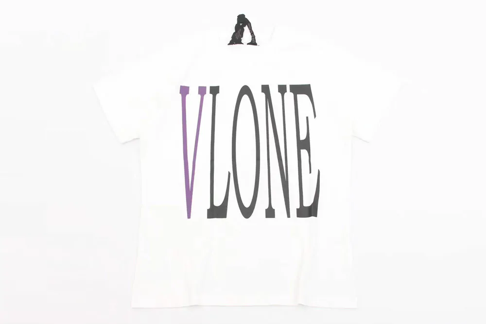 vlone purple back v t-shirt white