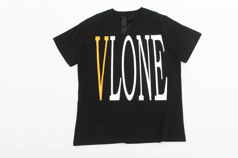 vlone yellow back v t-shirt black