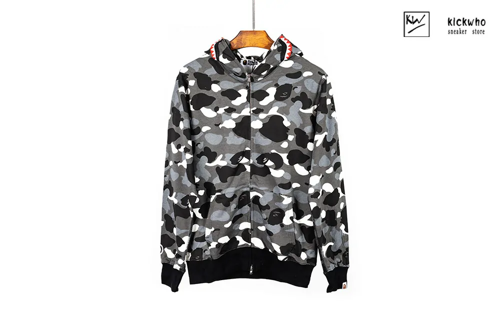 bape camo shark full zip hoodie black