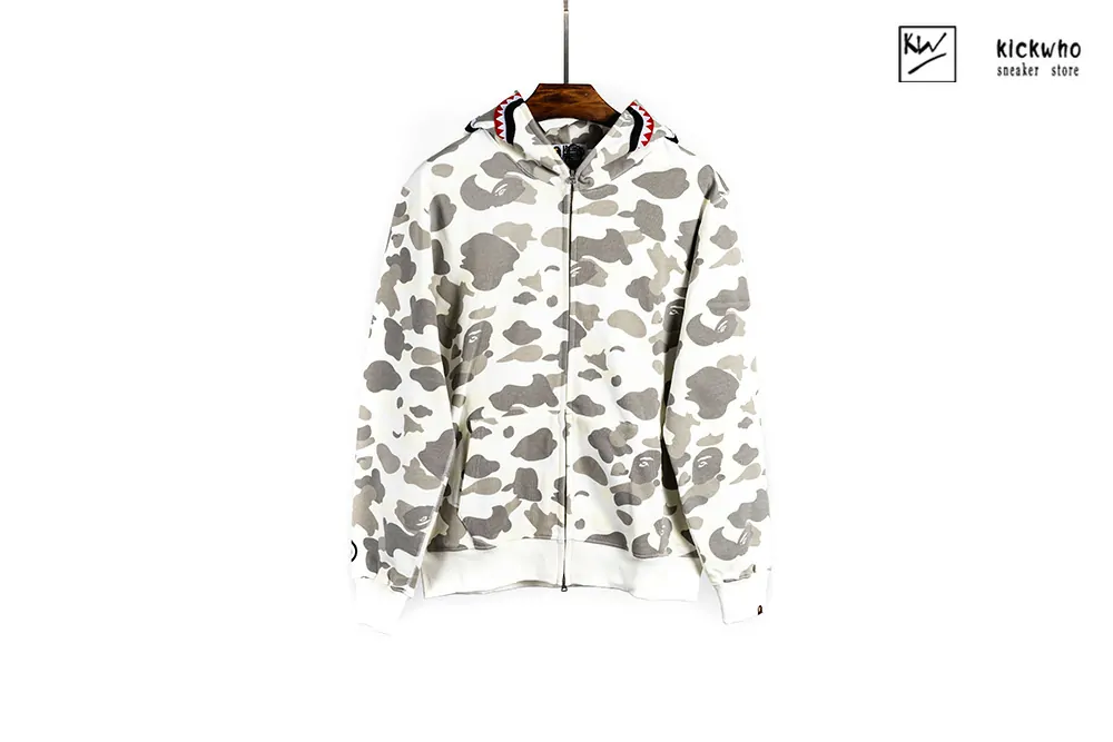 bape camo shark full zip hoodie white