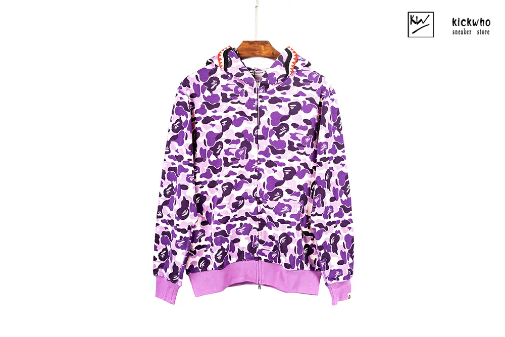 bape camo shark full zip hoodie black purple pink