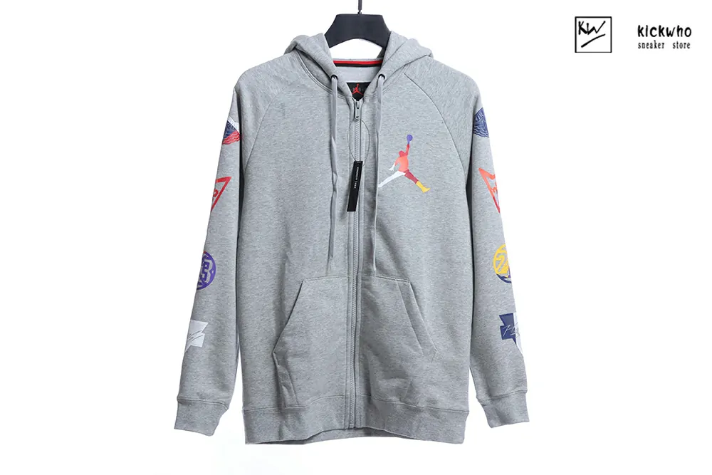 jordan badge zip hoodie grey