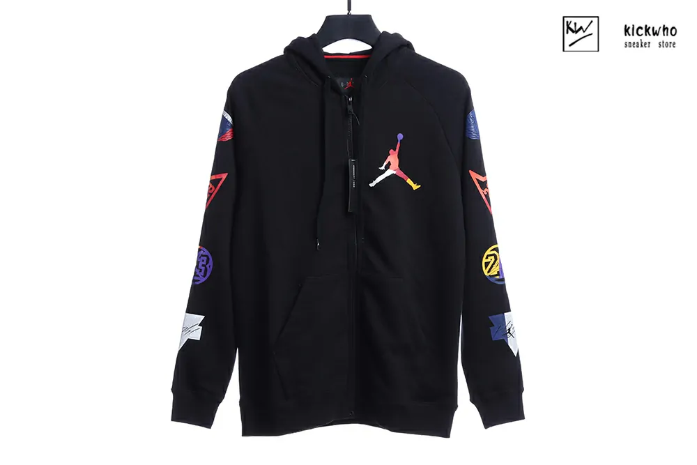 jordan badge zip hoodie black