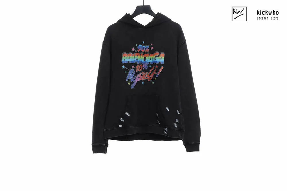 balenciaga rainbow logo hoodie