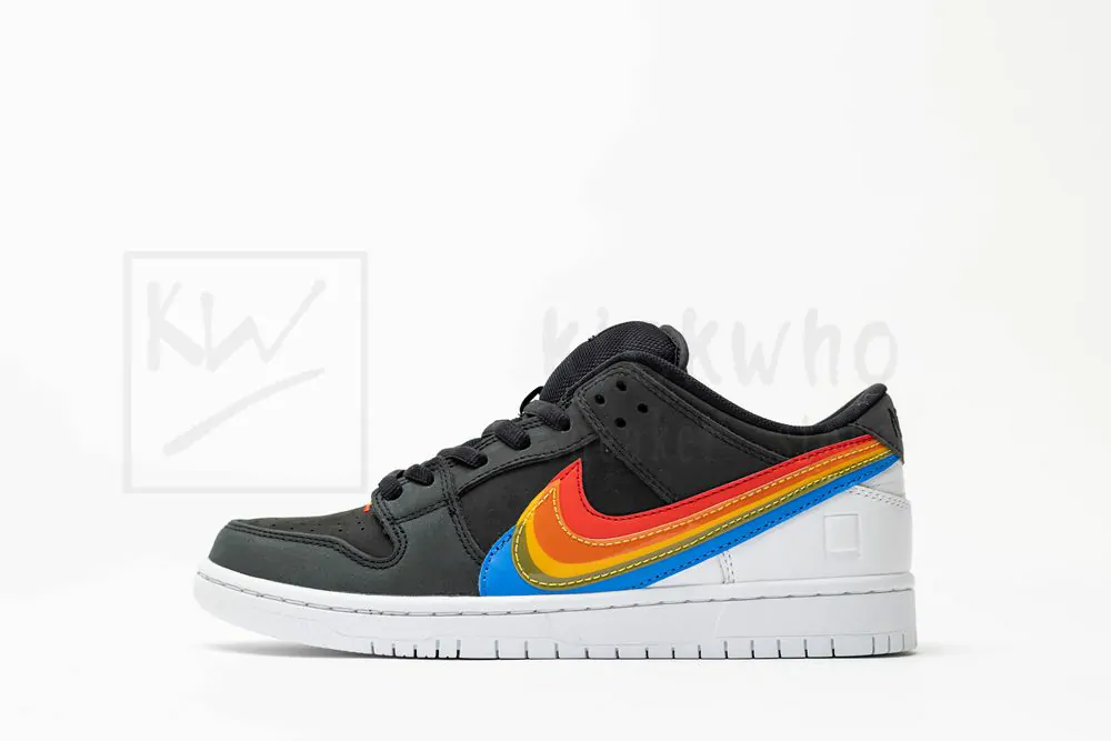 polaroid x nike sb dunk low black rainbow