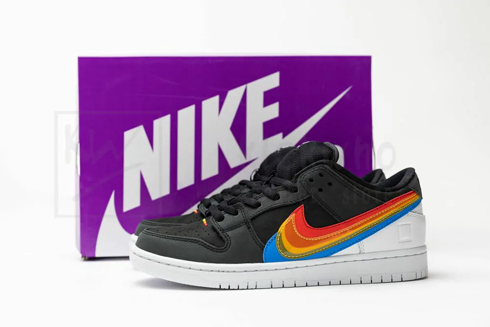 polaroid x nike sb dunk low black rainbow