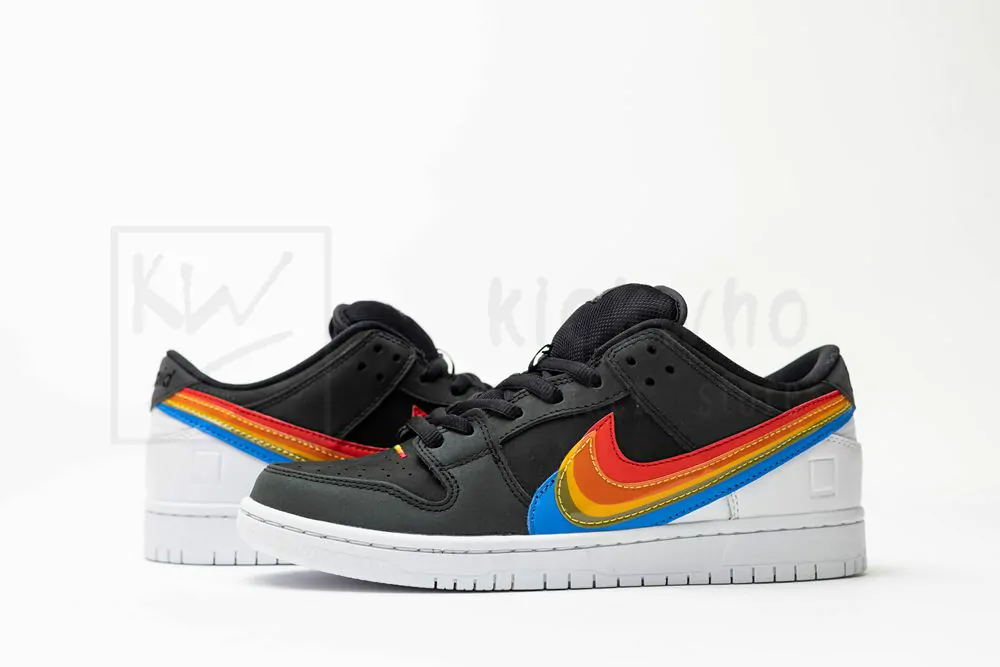 polaroid x nike sb dunk low black rainbow