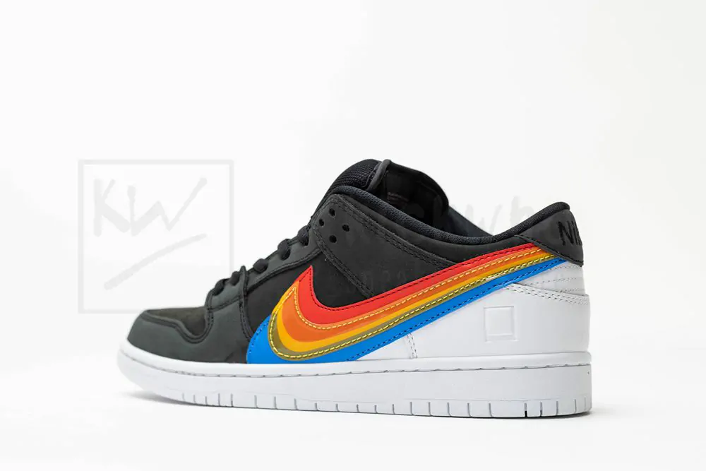 polaroid x nike sb dunk low black rainbow