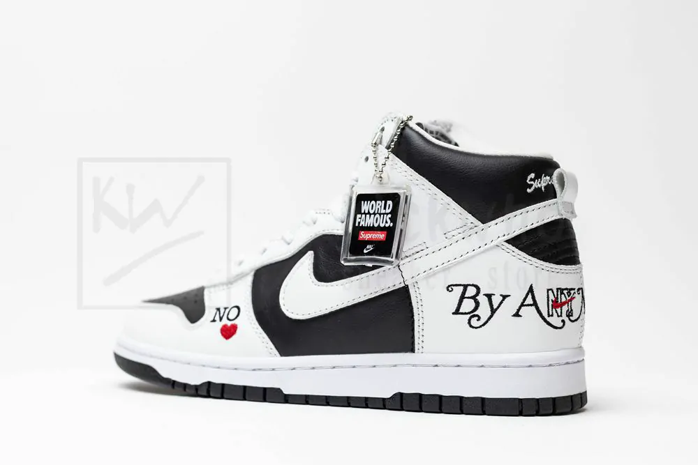 sup x nike sb dunk high by any means white black