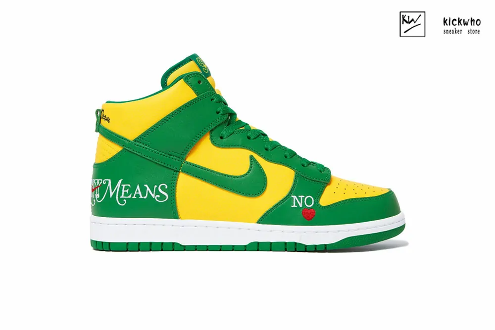 sup x nike sb dunk high by any means green yellow