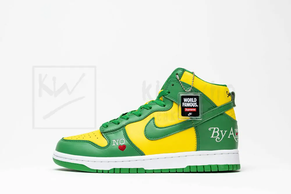 sup x nike sb dunk high by any means green yellow