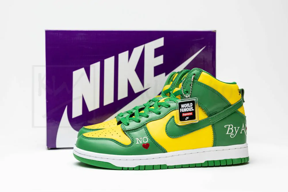 sup x nike sb dunk high by any means green yellow