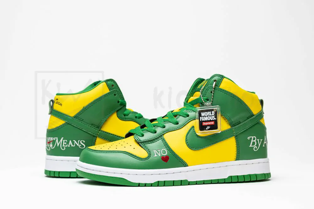 sup x nike sb dunk high by any means green yellow