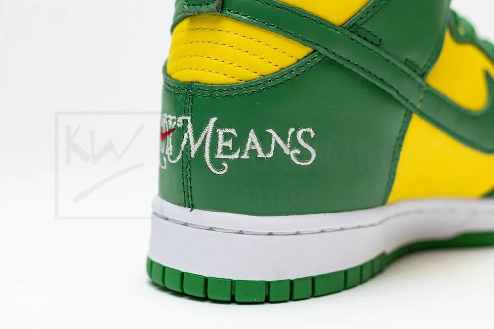 sup x nike sb dunk high by any means green yellow