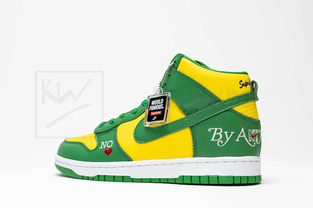 sup x nike sb dunk high by any means green yellow