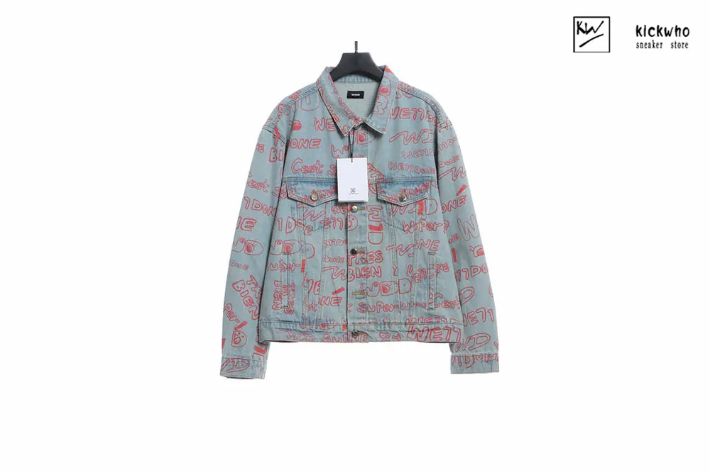 we11done graffiti denim coat