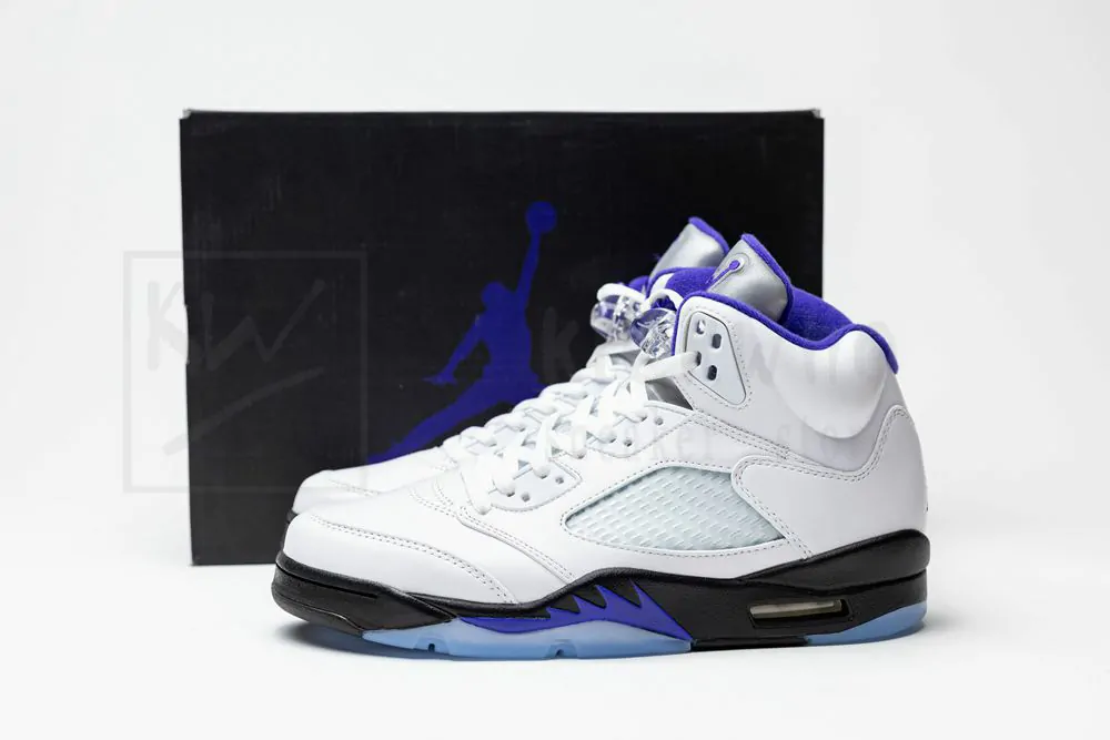 air jordan 5 white/dark concord-black