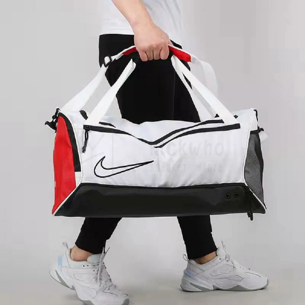 nike duffle bag white