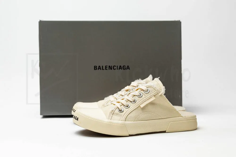 balenciaga paris sneaker mule in white