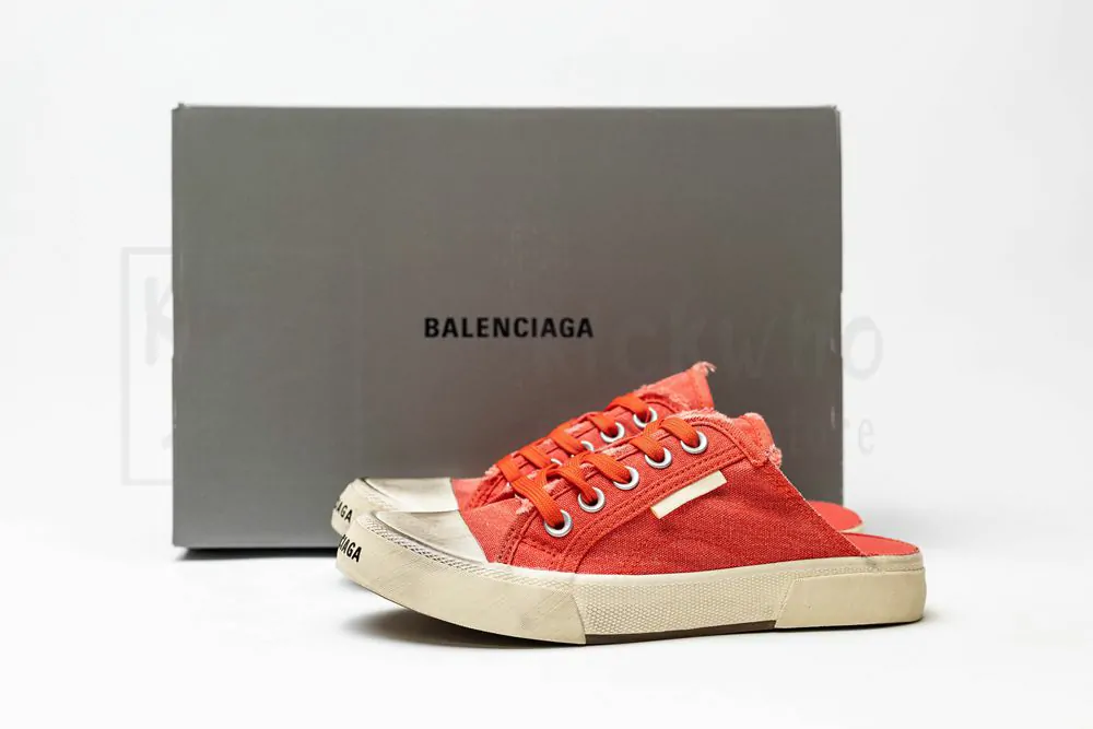 balenciaga paris sneaker mule in red