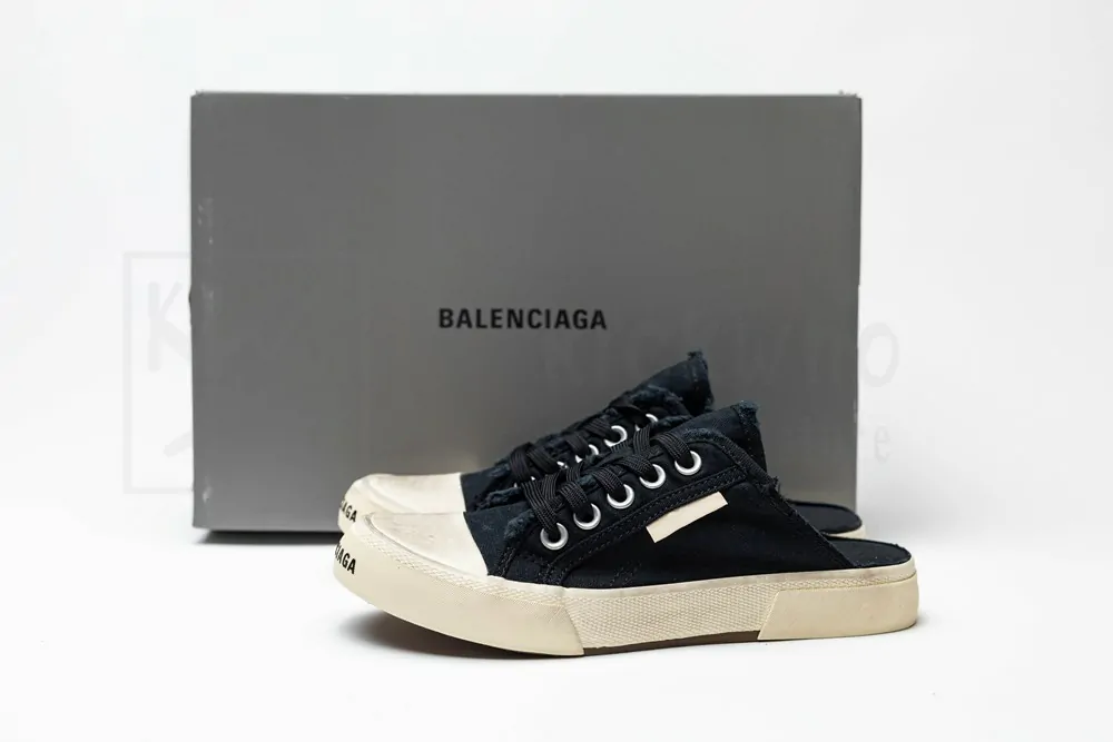 balenciaga paris sneaker mule in black