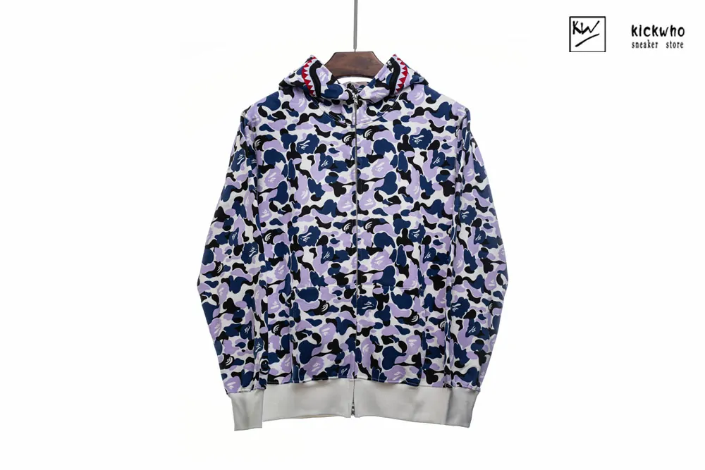 bape camo shark full zip hoodie purple blue