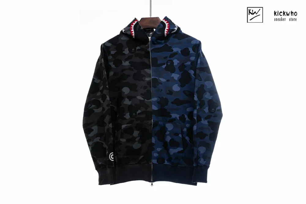 bape camo zip hoodie(blue/black)